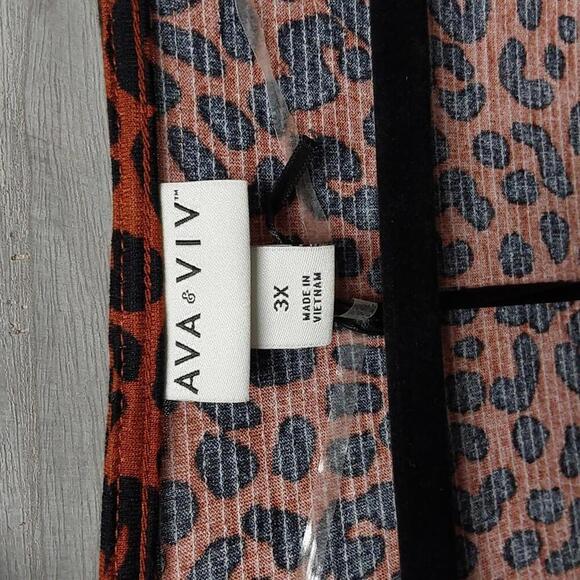 Women's Balloon Long Sleeve Knit V-Neck Faux Wrap MIDI Dress | Ava & Viv | 3X - Picture 9 of 11